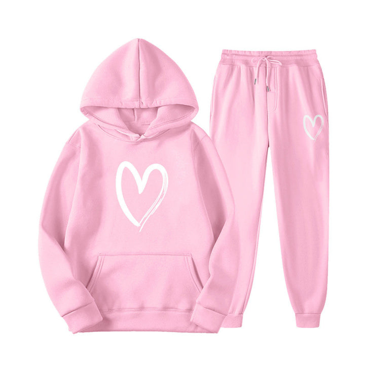 Women's sweatsuit with kangaroo pocket and heart-shaped print Lisslune