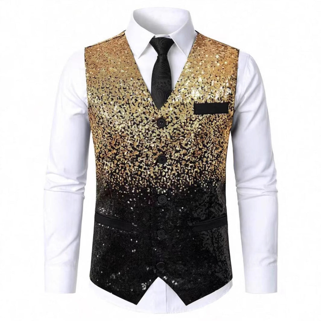 Men's Glittering Holiday Vest Lisslune