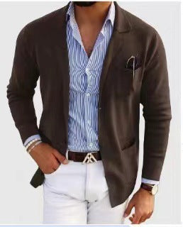 Men's sporty knitted blazer with fine texture and practical pockets Lisslune
