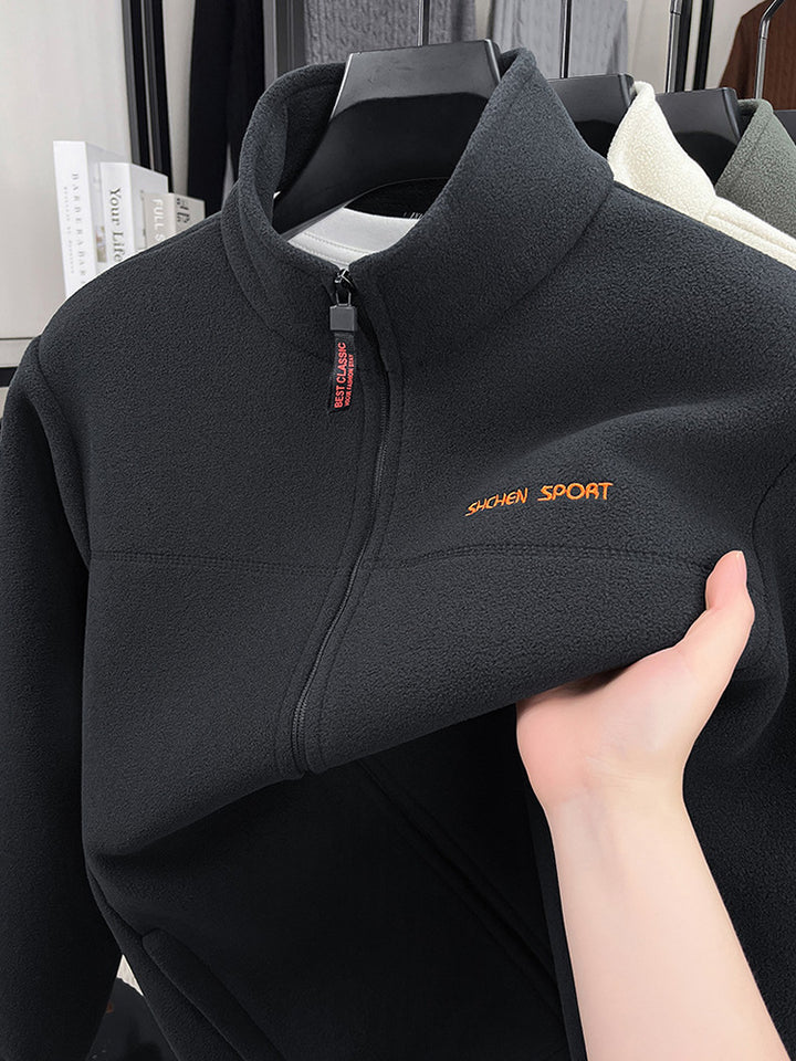 Men's fleece jacket with high collar and full zip Lisslune