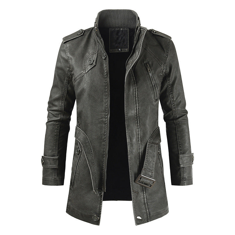 Men's fashionable biker leather jacket with asymmetrical zipper and practical pockets Lisslune
