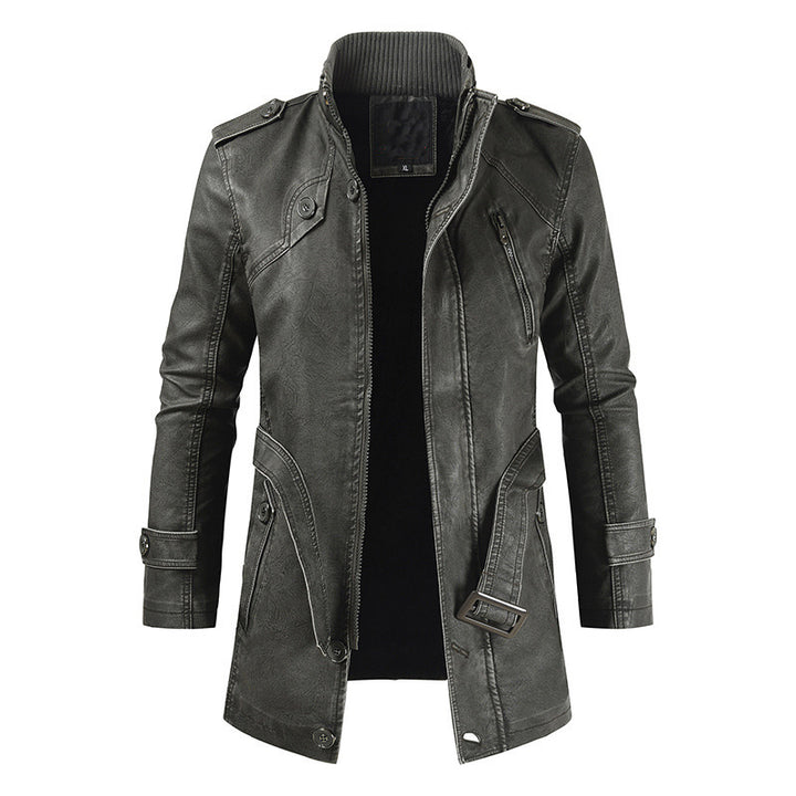 Men's fashionable biker leather jacket with asymmetrical zipper and practical pockets Lisslune