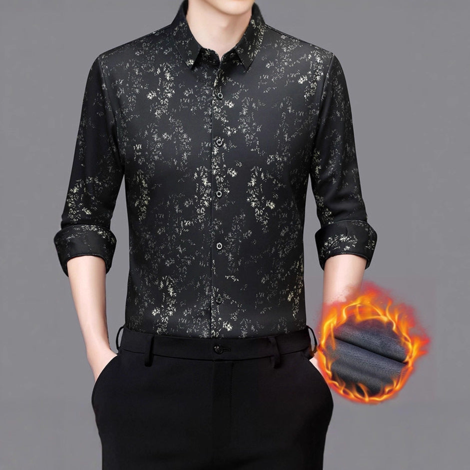 Men's shirt with floral print and high-quality satin surface Lisslune