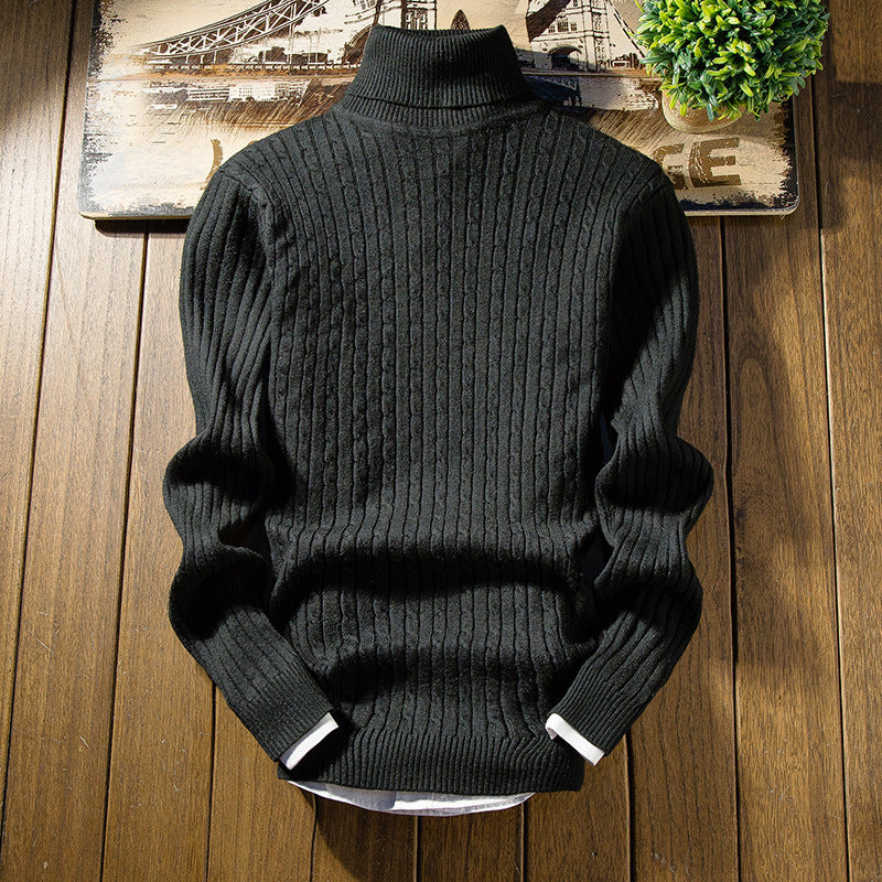 Men's knitted sweater with high collar and textured design Lisslune
