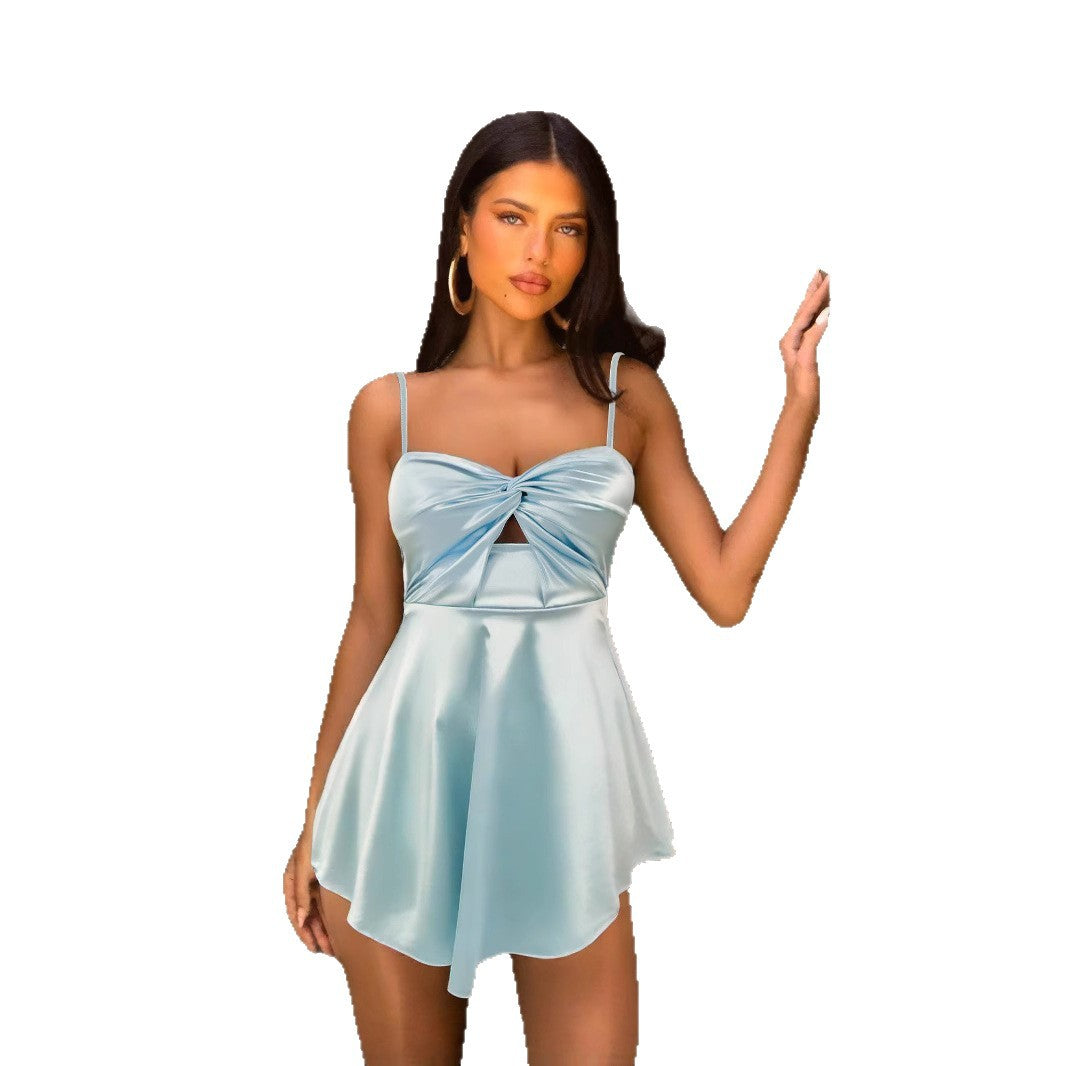 Damen Sommerliches Kleid mit raffinierter Drapierung und verstellbaren Trägern Lisslune