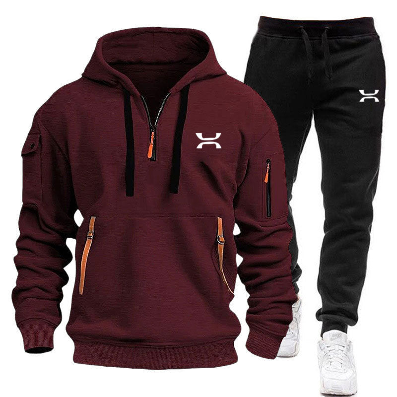 Men's sporty hoodie and tracksuit set with functional pockets and sporty cut Lisslune