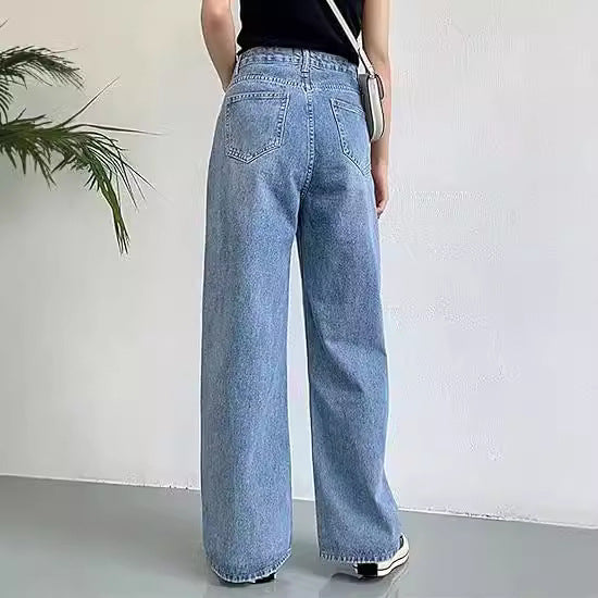 Damen weite Hochtaillen-Jeans mit komfortablem Sitz und lässigem Stil Lisslune