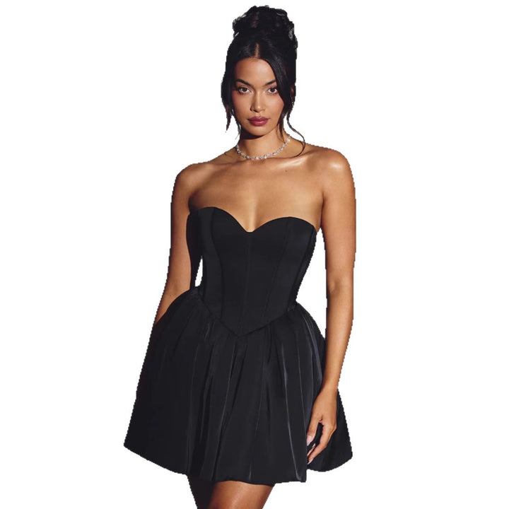 Ladies Elegant Waist Bustier Dress with Swinging Skirt