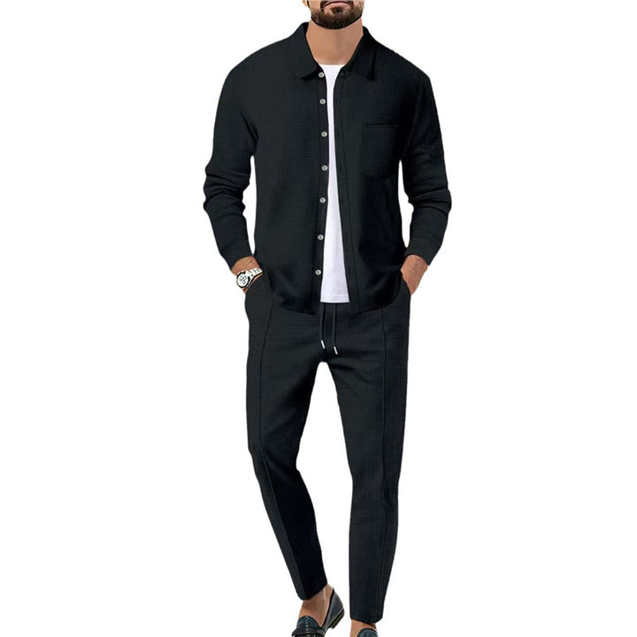 Men's Fashion Leisure Set with Textured Top and Elastic Waistband Lisslune
