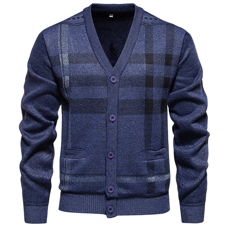 Men's fashionable cardigan with classic check pattern Lisslune