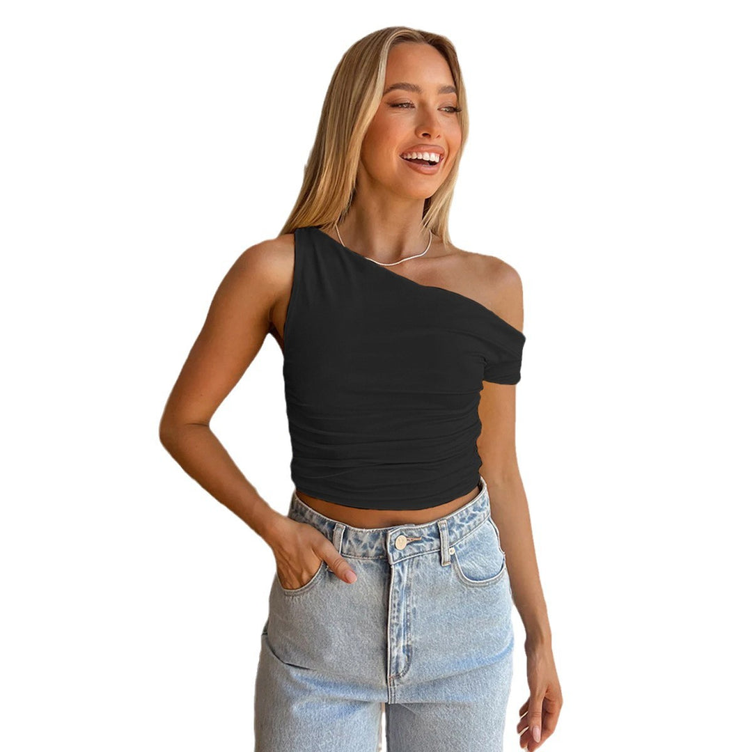 Damen asymmetrisches Crop-Top mit Raffungen Lisslune