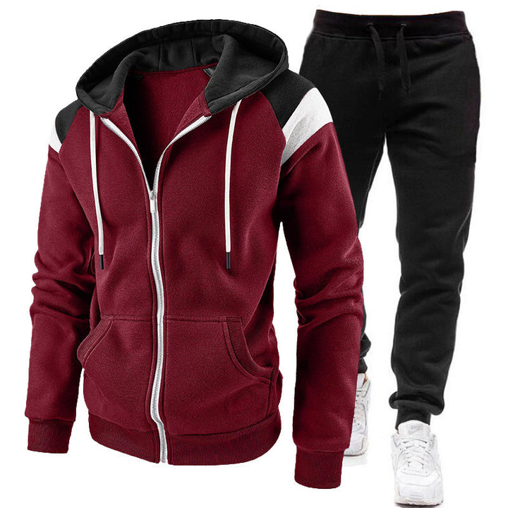 Men's Sporty Hooded Sweatshirt with Contrast Details and Comfortable Jogging Pants Lisslune
