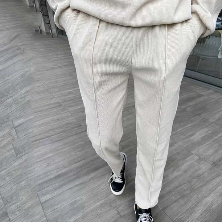 Men's leisure suit made of soft cord material with high breathability and practical zipper Lisslune