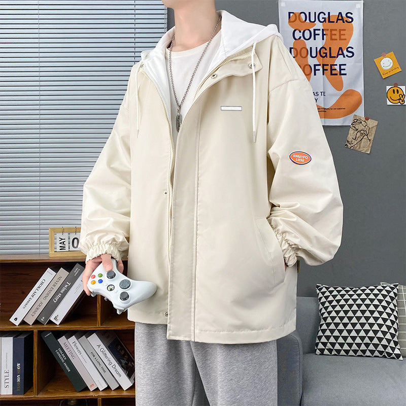 Men's casual transitional jacket with adjustable hood and breathable lining Lisslune