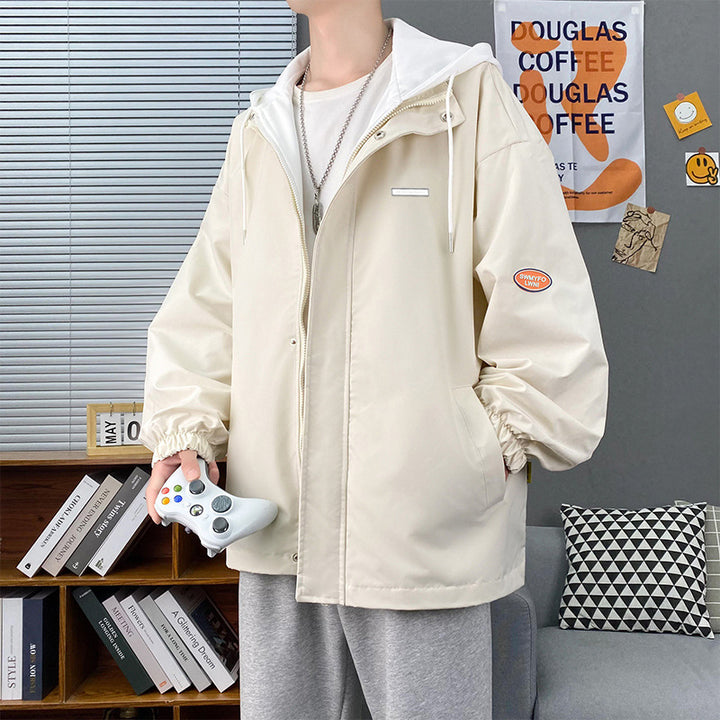 Men's casual transitional jacket with adjustable hood and breathable lining Lisslune