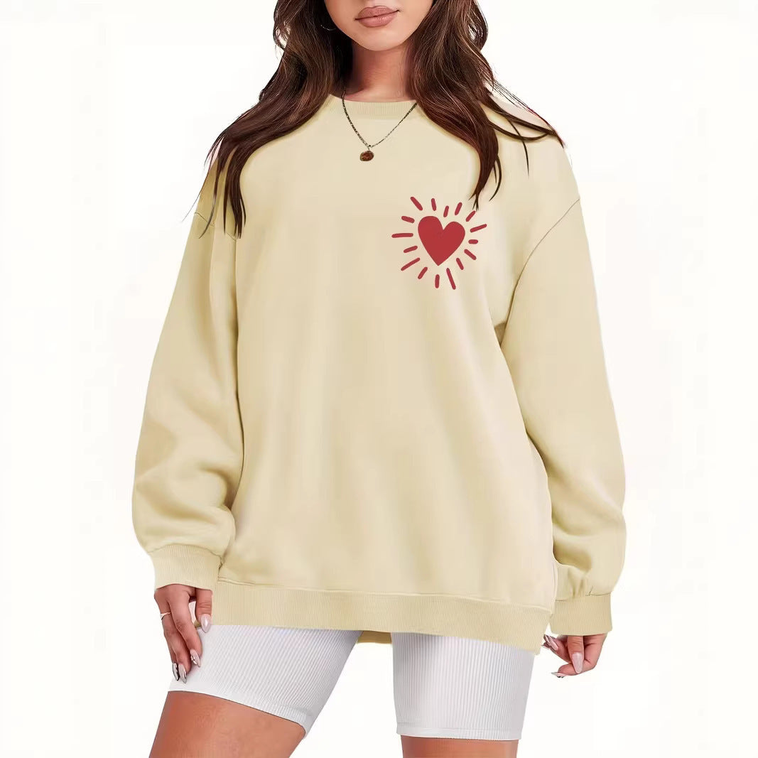 Women's sweatshirt with casual heart motif and oversized fit Lisslune