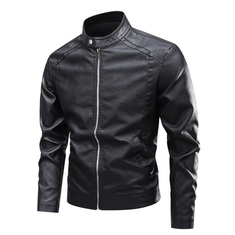 Men's Synthetic Leather Jacket with Modern Cut Lisslune