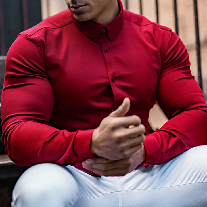 Men's sporty long sleeve shirt with textured fabric and modern cut Lisslune
