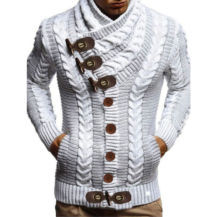Men's cardigan with large collar and cable pattern Lisslune
