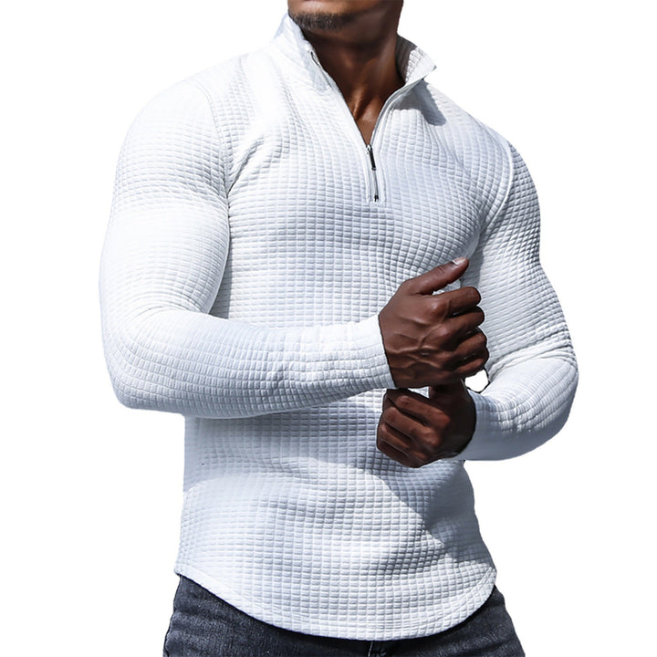 Men's Long Sleeve Shirt with Textured Design and High Collar Lisslune