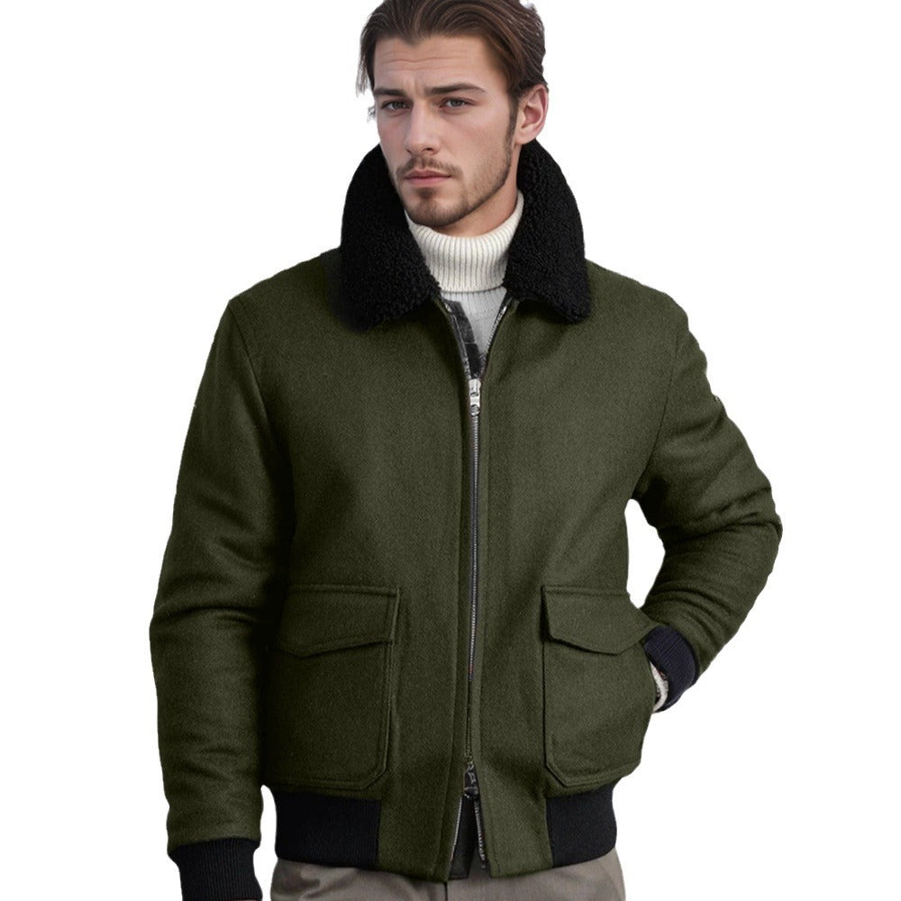 Men's warm fleece jacket with stand-up collar and practical pockets Lisslune