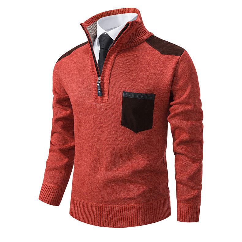 Men's elegant pullover with half-high collar and fine contrast details Lisslune