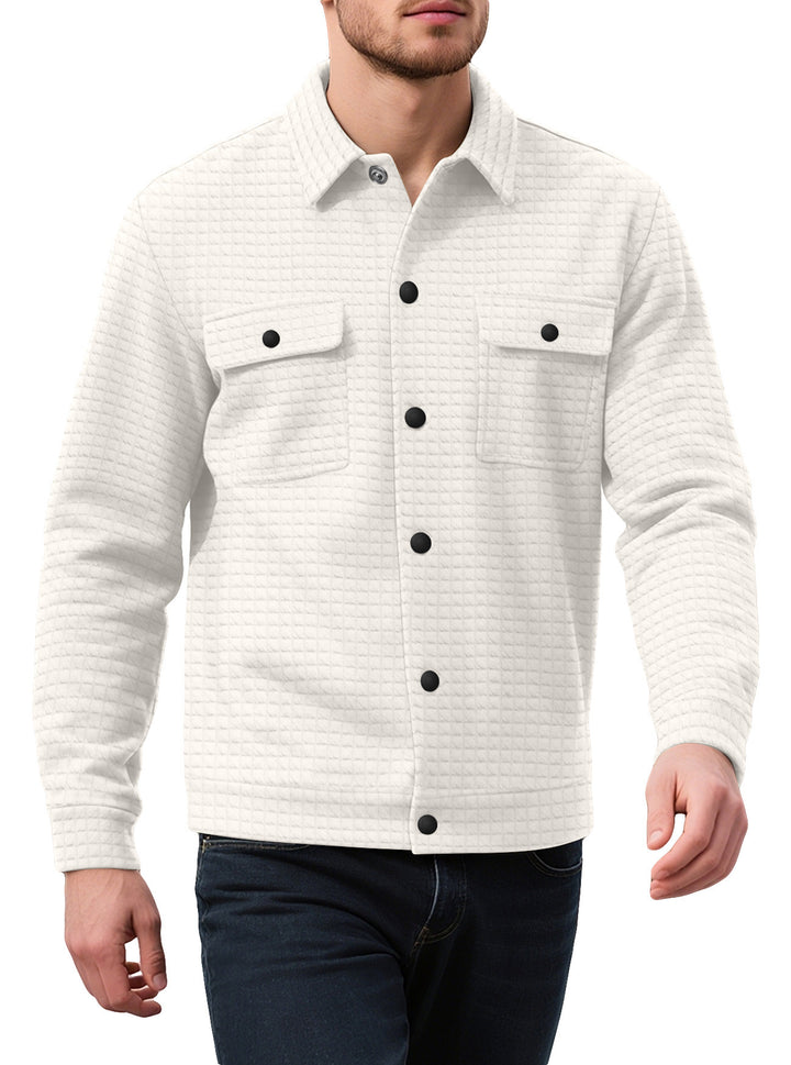 Men's casual flannel jacket with textured fabric and practical pockets Lisslune