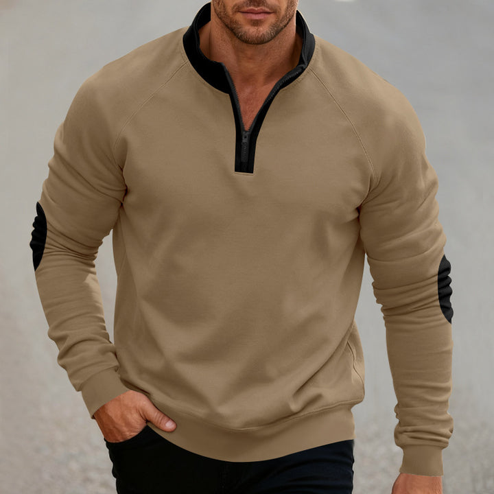 Men's sporty hoodie with short zipper and fashionable contrast elements Lisslune