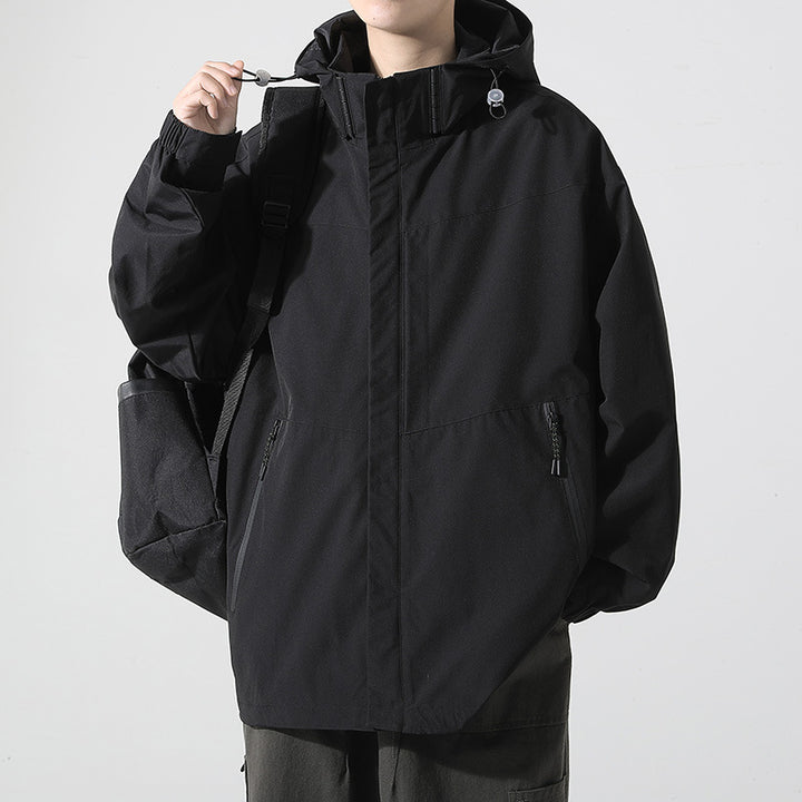 Men's Waterproof Transition Jacket with Adjustable Hood Collar and Practical Pockets Lisslune
