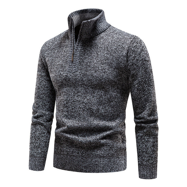 Men's Stylish Knit Sweater with High Collar and Textured Design Lisslune