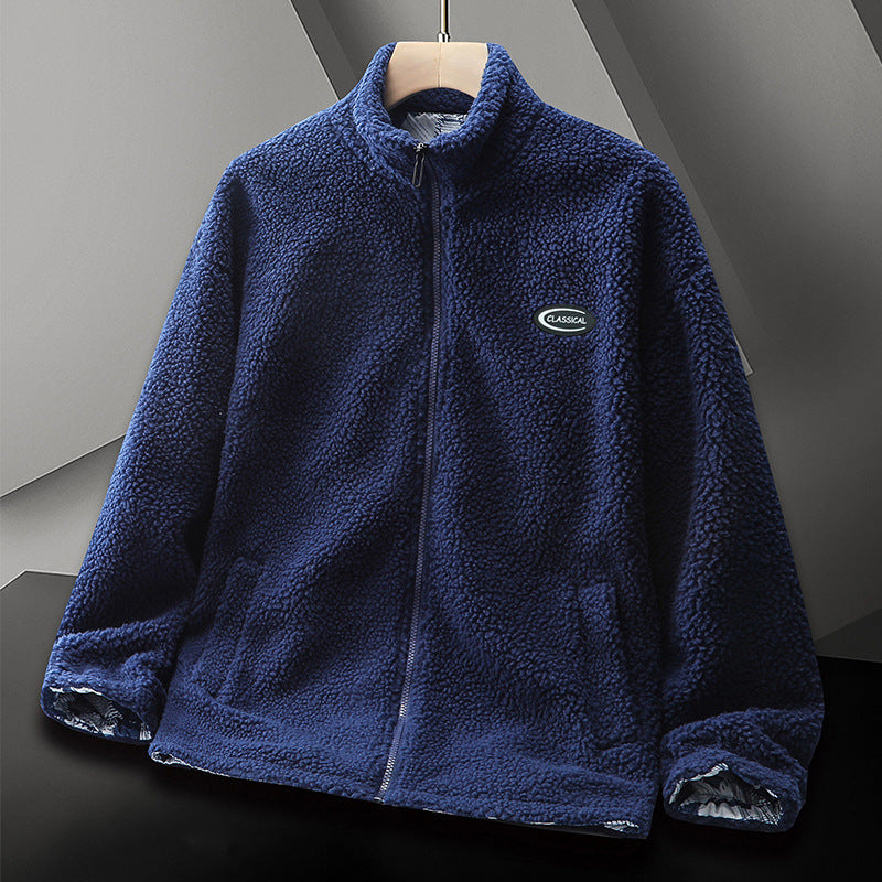Men's Warm Fleece Jacket with High Collar and Elastic Cuffs Lisslune