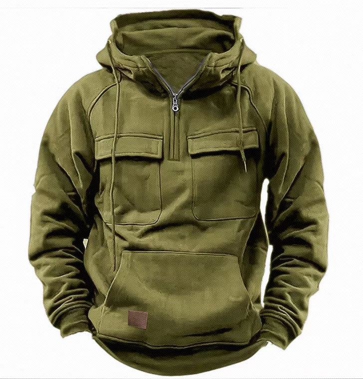 Men's hooded sweatshirt with practical pockets and full-length zipper Lisslune