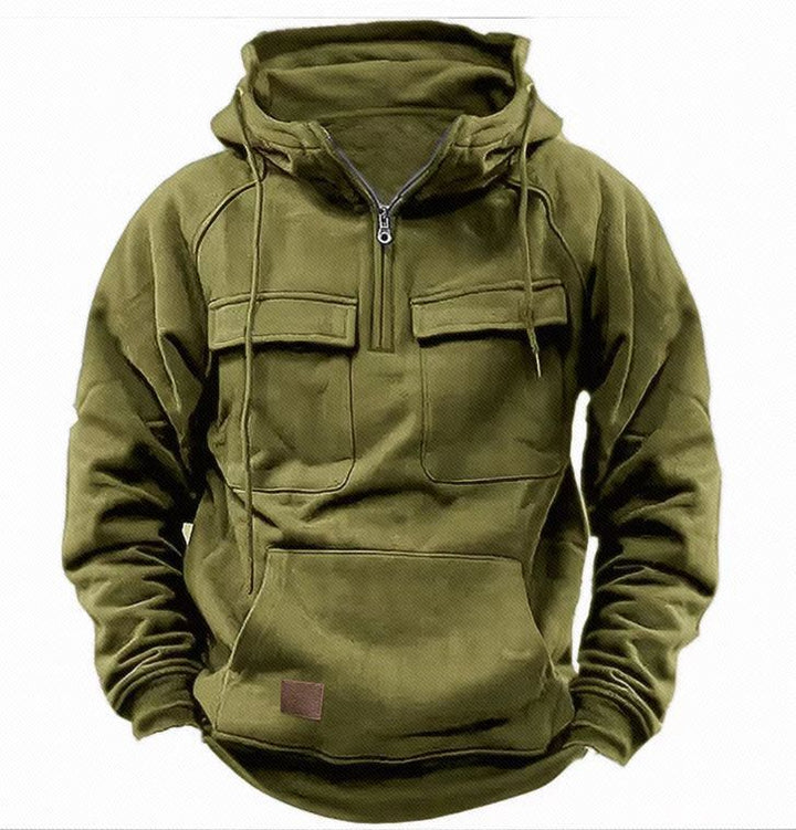 Men's hooded sweatshirt with practical pockets and full-length zipper Lisslune