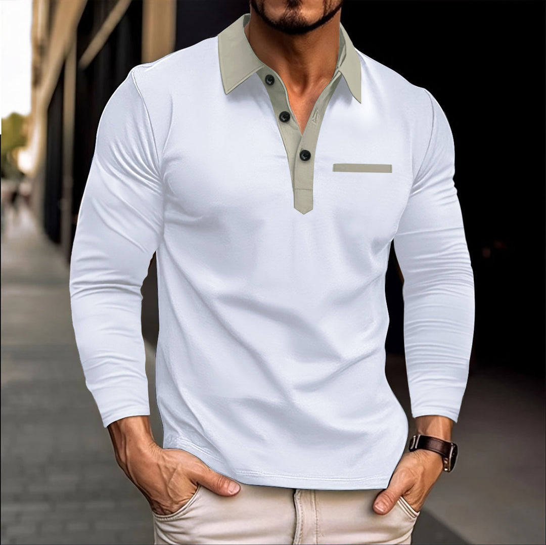 Men's Elegant Long Sleeve Shirt with Stylish Collar and Button Placket Lisslune