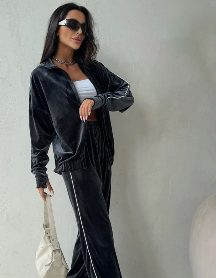 Women's sporty fleece tracksuit with contrasting details Lisslune