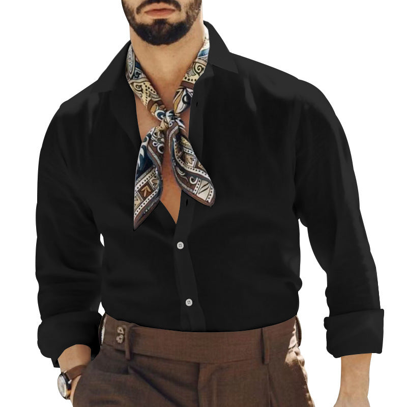 Men's shirt with fashionable cut and elegant scarf Lisslune