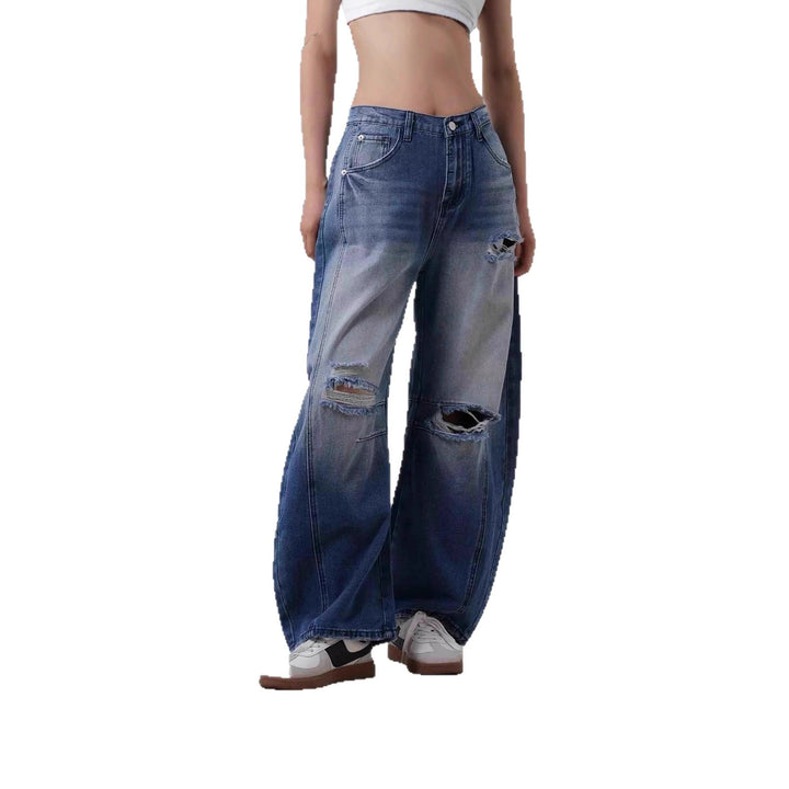 Damen weit geschnittene Destroyed Jeans Lisslune