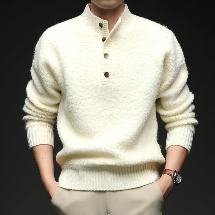 Men's sweater with textured surface and practical button closure Lisslune