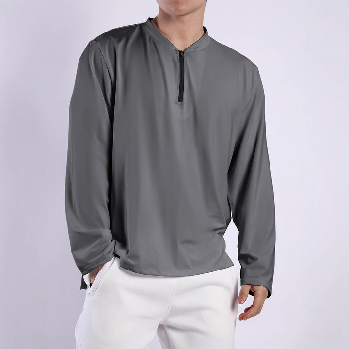 Men's long-sleeve functional shirt with stand-up collar and zipper Lisslune