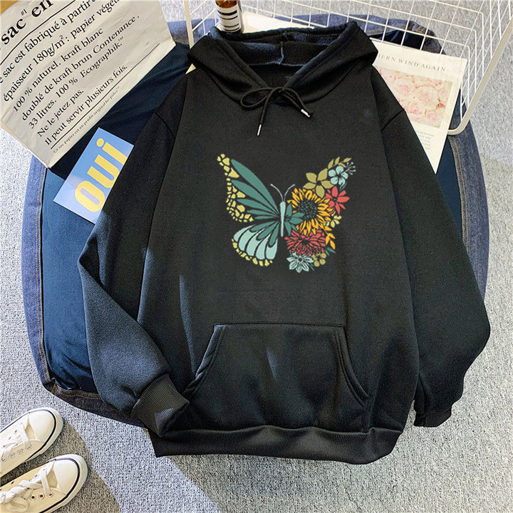 Women's hoodie with floral butterfly design Lisslune