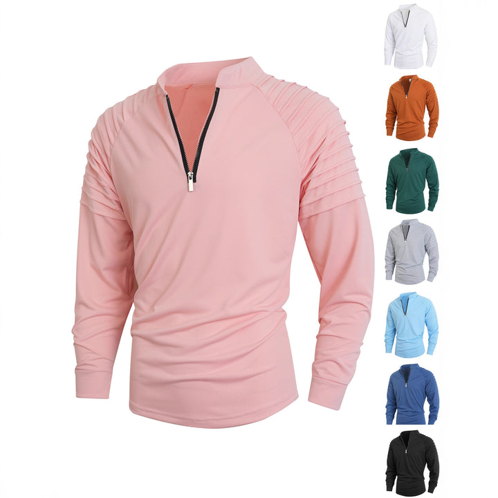 Men's modern long-sleeved sports shirt with zipper and textured design Lisslune
