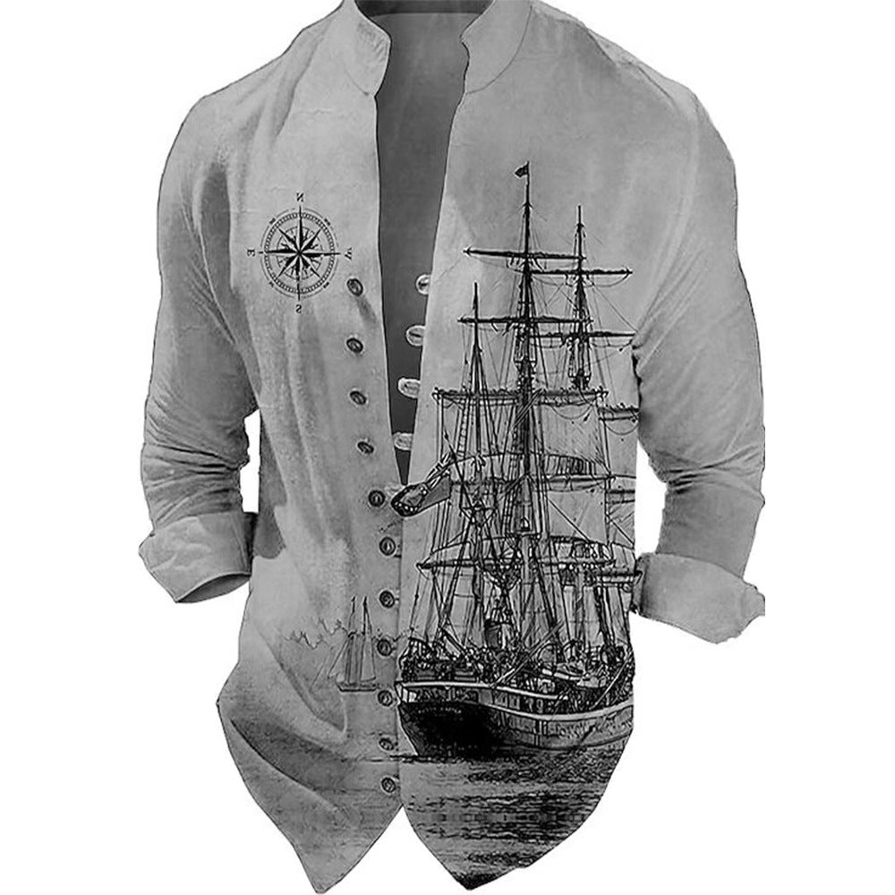 Men's vest with nostalgic maritime ship design Lisslune