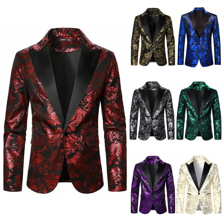 Men's elegant velvet blazer with floral pattern Lisslune
