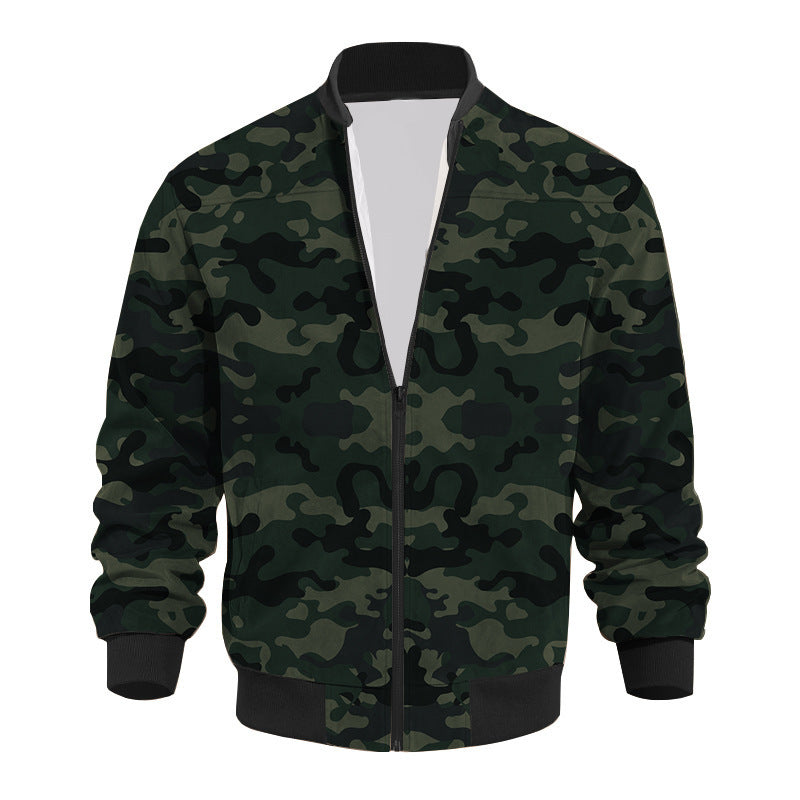 Men's casual camouflage bomber jacket with zipper and pockets Lisslune