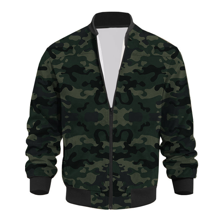 Men's casual camouflage bomber jacket with zipper and pockets Lisslune