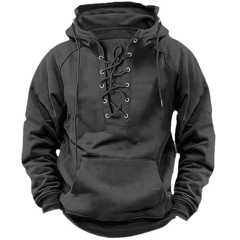Men's hooded sweatshirt with innovative lacing design Lisslune