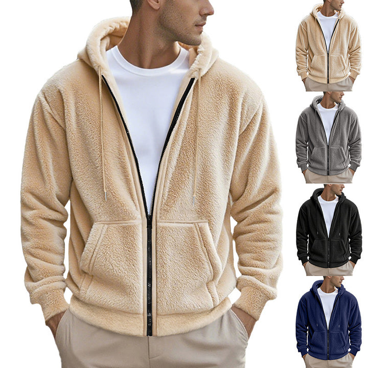 Men's fleece hoodie with kangaroo pocket and practical zip Lisslune