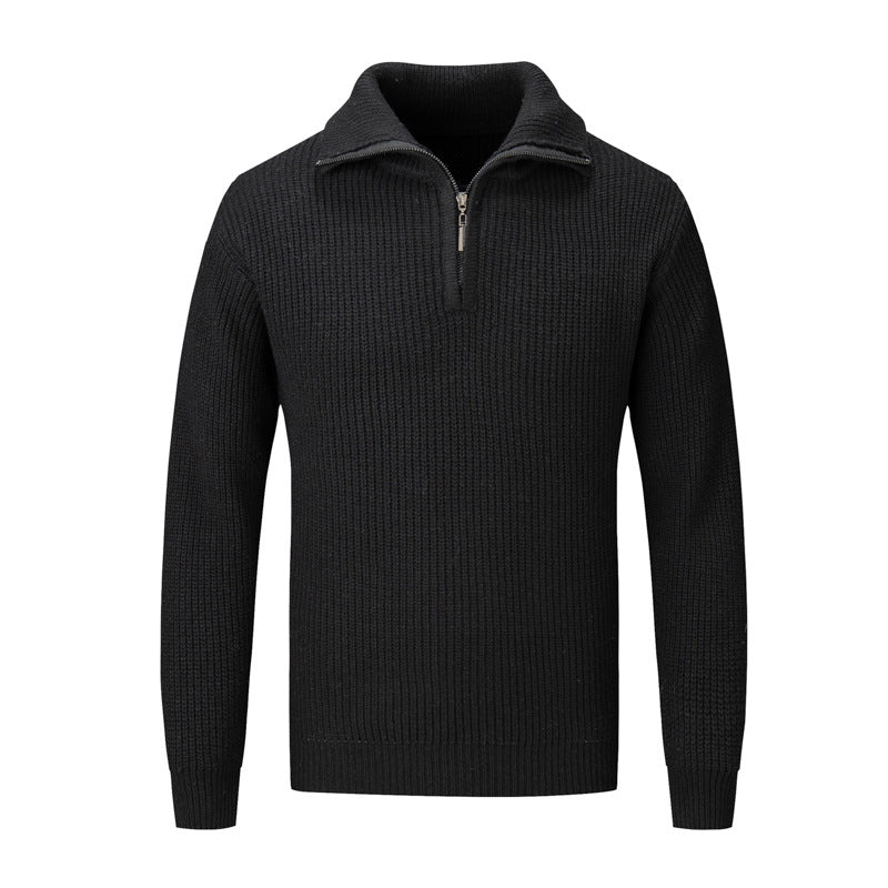 Men's Fashionable Knit Pullover with Half Zipper and Textured Design Lisslune