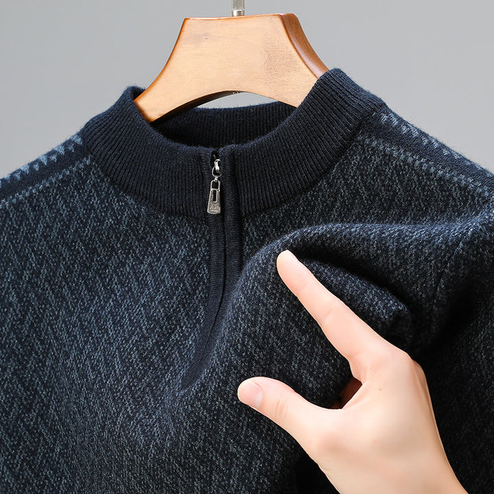 Men's High-Quality Sweater with Fine Zipper and Graphic Pattern Lisslune