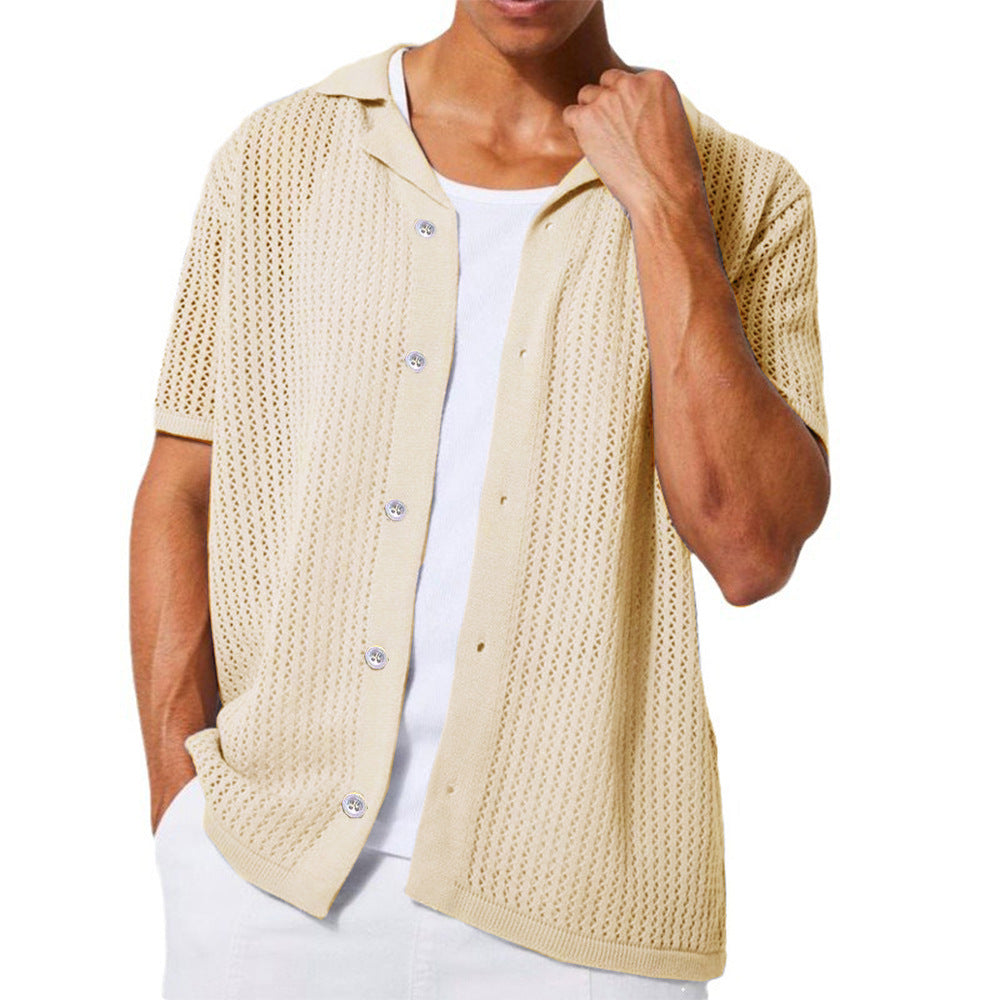 Men's breathable short-sleeve knitted shirt with open design Lisslune